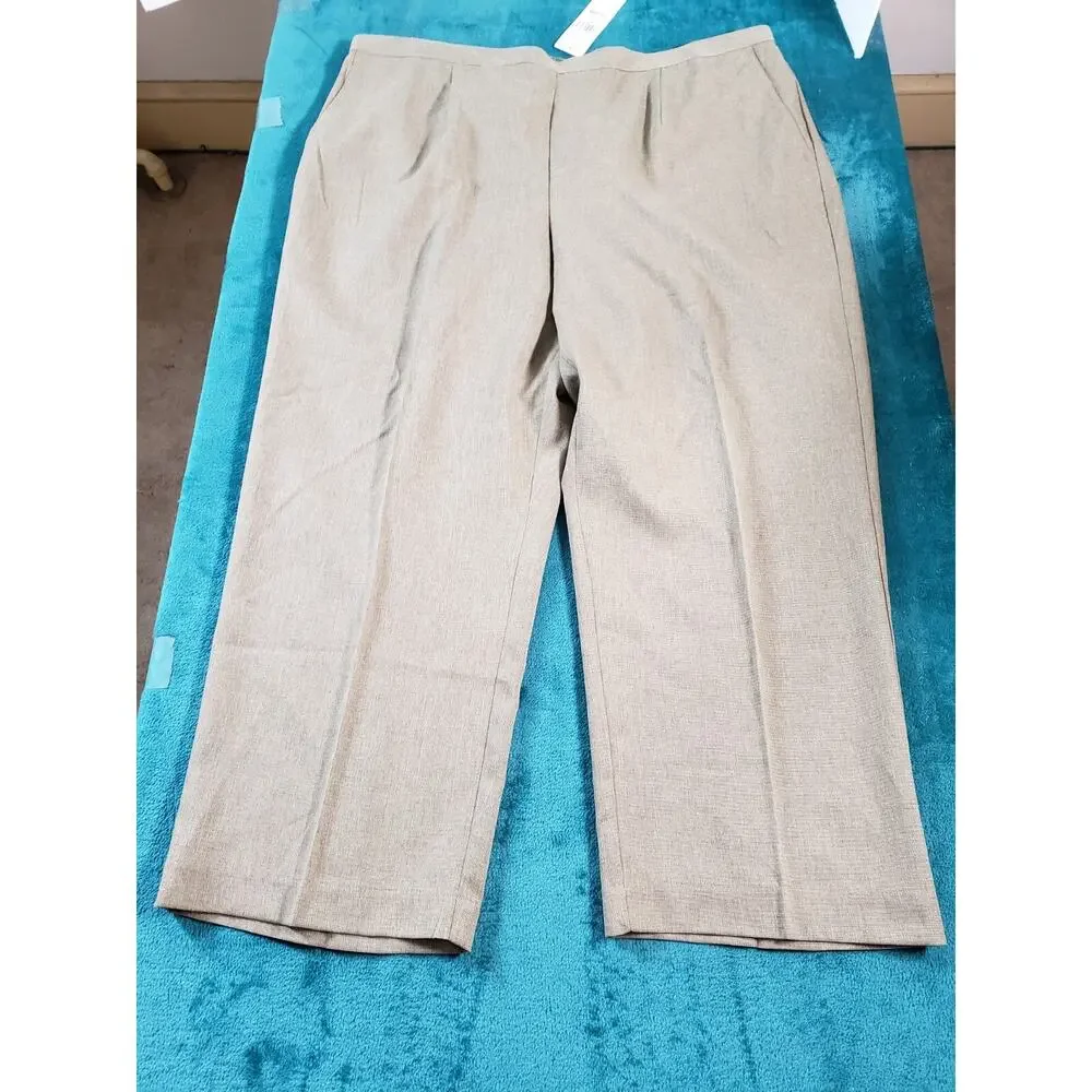Alfred Dunner Pants Size 22 W Brown Elastic Waist Ladies Dress Stretch NWT